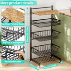 HapiRm Fruit Basket Kitchen Cart - 5 Tier Adjustable Vegetable Storage Rack, Large Capacity Rolling Kitchen Carts on Wheels for Snack Onion and Potato Storage - size: 5 Tier - Standard