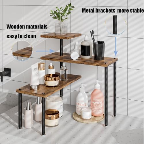 Countertop Organizer Organization 3 Tier Kitchen Corner Shelves Adjustable Spice Storage Rack for Bathroom Coffee Area Over Sink (Black) - color: Black