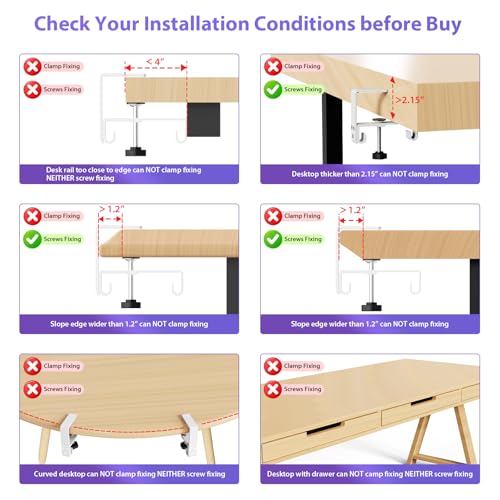 Univivi No Drill Under Desk Cable Management Tray, 36" Cord Organizer for Table, Clamp/Screw Mount Desk Cable Management, Premium Fabric Cable Management Tray for Office, Home - color: White, size: 36"L x 5.5"W