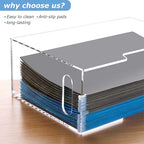 DINGHUO Legal Size File Organizer, Acrylic Protable Hanging File Organizer with Handles, Clear Storage File Folder Holder Filing Box Crate for Desk, School, Office Supplies - 1 Pack - size: Legal