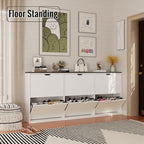 Mekminop 70.9" W Large Shoe Storage Cabinet with 6 Flip Drawers, White Shoe Organizer Cabinet for Up to 36 Pairs, Narrow Shoe Cabinet for Entryway, Hallway, Living Room