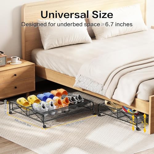 Under Bed Shoe Storage Organizer,1 Pack Shoe storage with Wheels for Shoe Organizer for Closet Drawer Space Saving for Bedroom - size: 15.7" x 2.9" x 5.9"
