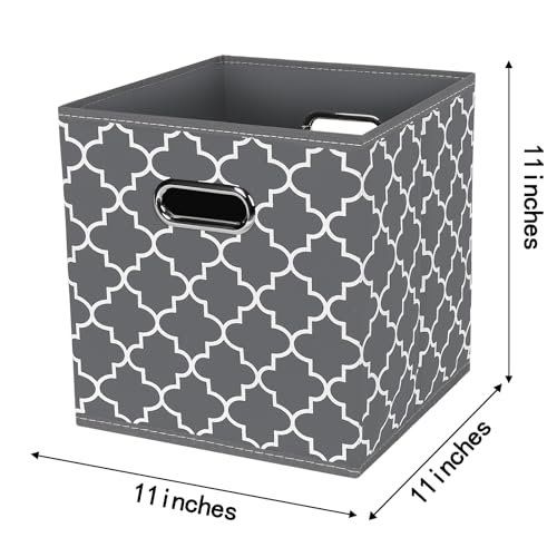 Fabric Cloth Storage Bins,Fabric Cube Organizer with Dual Handles Foldable Cube Storage Baskets for Home Bedroom Storage,Set of 3,(Gray Light) - color: Gray Light, size: 3 Pack