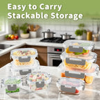 HOMBERKING 8 Pack Glass Food Storage Containers with Lids, Meal Prep Containers, Airtight Bento Boxes with Leak Proof Locking for Microwave, Oven, Freezer and Dishwasher, BPA Free, 5-35oz - color: Grey