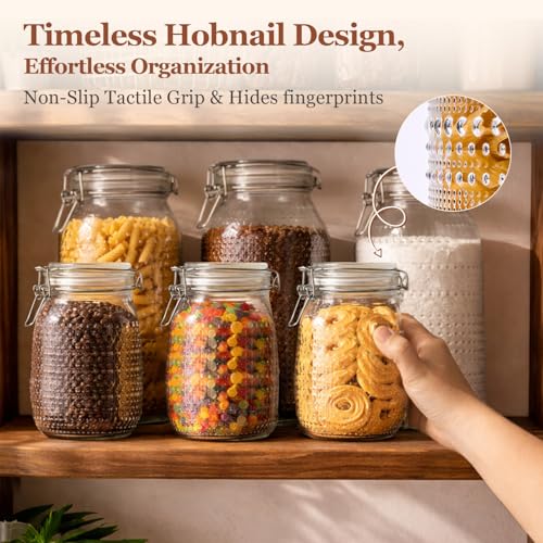 ComSaf 0.5 Gallon / 3 Pack Wide Mouth Glass Jars with Airtight Lids,Large Airtight Food Storage Containers for Pantry, Heavy-Duty Canister Set for Flour, Sugar, Cereal, Cookies, and Pet Food - size: 0.5 Gallon/3pcs