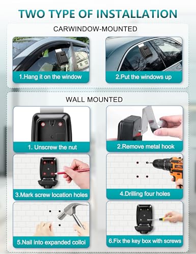Car Window Lock Box for Turo, Portable Car Key Lock Box, Punch Button Combination Key Safe Box, Sturdy Waterproof Large Capacity Security Lockbox fit for Ride Share, Turo, GetAround ﻿ - color: C-Grey