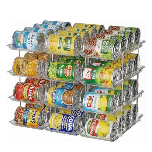 Can Organizer for Pantry, 4 Tier Canned Food Goods Storage Organizer, Clear Soda Can Organizer for Refrigerator Stackable Can Dispenser Rack Holders for Pantry Cabinet Fridge Countertop, Holds 48 Cans - size: 4tier×3sets