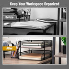 Mind Reader Stackable Paper Tray, Desktop Organizer, File Storage, Office, Metal Mesh, 2 Pcs, Black - color: Black