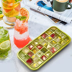 Ice Cube Tray with Lid and Bin, 2 Pack for Freezer, 64 Pcs Ice Cube Mold (Green) - color: Green