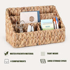 DINGTAI Natural Farmhouse Desk Organizers and Storage, Large Countertop Mail Holder, Tabletop Organizer (Water Hyacinth) - color: Water Hyacinth
