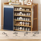 6-Tier Bamboo Shoe Rack with Cover, Free Standing Shoe Racks, Bamboo Wood Shoe Rack for Entryway & Closet, Holds up to 18-24 Pairs of Shoes 38.8" x 10.4" x 37.8" - size: 6-Tier with Cover