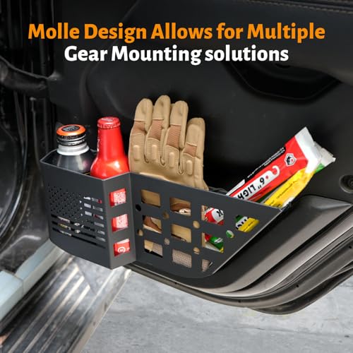 MAIKER Metal Rear Door Storage Box Compatible with 2018-2025 Jeep Wrangler JL JLU 4XE & 2020-2025 Gladiator JT, Insert Organizer Box Pockets for Replace Sagging Nets, 2PCS(Black) - size: JL/JT Rear