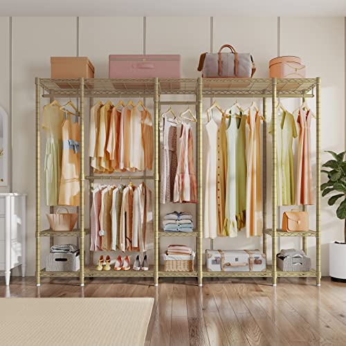 VIPEK V50 Closet Organizer System, Extra Large Heavy Duty Clothes Rack with Adjustable Shelves, Freestanding Modern Wardrobe for Bedroom, Walk-in Closet, Dressing Room, 1300 lbs Capacity, Gold - color: Gold