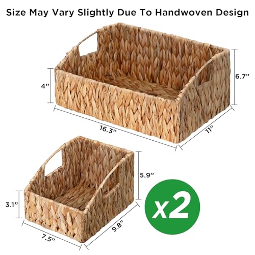 Ollieroo Rattan Storage Baskets, Handwoven Wicker Storage Bins with Built-in Handles, Storage Container Baskets for Shelves, Bedroom, Bathroom, Laundry Room or Kitchen(Natural) - color: Yellow