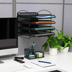 Mind Reader 4-Tier Paper Tray, File Storage, Desktop Organizer, Wall Mountable, File Organization, Metal Mesh, Black - style: 4-Tier