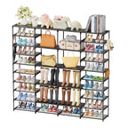 Ekisemio Large Shoe Rack Organizer for Entryway Closet 72-80 Pairs 10-Tier Heavy Duty Tall Garage Shoe Rack Shoe Shelf Shoes Storage with Removable Side Hooks for Bedroom and Garage, Black - size: 4 Row 10 Tiers