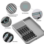 RIIPOO Expandable Knife Organizer for Drawer - Retractable and Adjustable Knife Block Holder Insert, Secure Storage Tray for Kitchen Countertop Organization