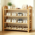 4-Tier Shoe Rack Bamboo Shoe Organizer Free Standing Shoe Storage for Entryway, Closet, Hallway, Bathroom and Living Room, Natural - size: 4 TIER