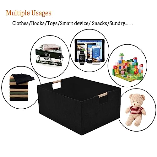 xianshengle Storage Bins & Fabric Storage Basket for Shelves - Decorative Baskets Storage Box Cubes Containers W/Handles for Closet Shelf Nursery Toy, Home, Office, Books,Bathroom (Black)