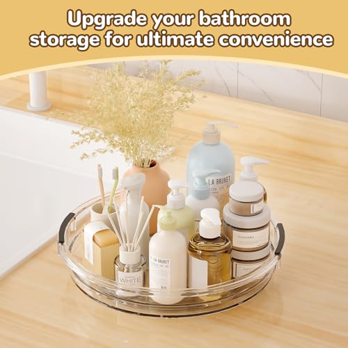 Clear Lazy Susan Organizer Turntable for Cabinet Table Top, 10.6 Inch 2 Pack 360 Rotating Spinning Makeup Organizer for Vanity, Kitchen Storage Rack Heavy-Duty Pantry Spices Tray Countertop Organizer - size: 10.6 inch 2 Pack