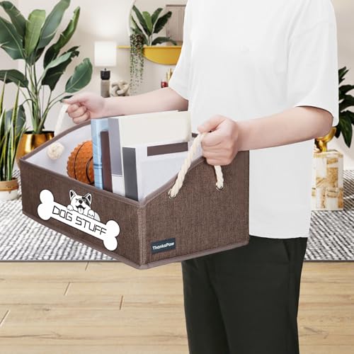 Collapsible Fabric Dog Toy Box and Storage Bin With Handle - Trapezoid Basket Chest Organizer for Pet Toys, Blankets and Accessories,Coffee - color: Coffee