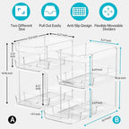 Delamu 2 Sets of 3-Tier Bathroom Under Sink Organizers and Storage, Multi-Purpose Stackable Pantry Organization and Storage, Pull Out Clear Kitchen Bathroom Cabinet Organizer with Movable Dividers | Storage, Multi-Purpose, Stackable, Pantry Organization,