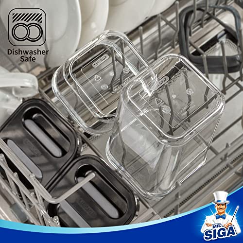 MR.SIGA 6 Piece Airtight Food Storage Container Set, BPA Free Kitchen Pantry Organization Canisters, One-handed Kitchen Storage Containers for Cereal, Spaghetti, Pasta, Black - color: Black
