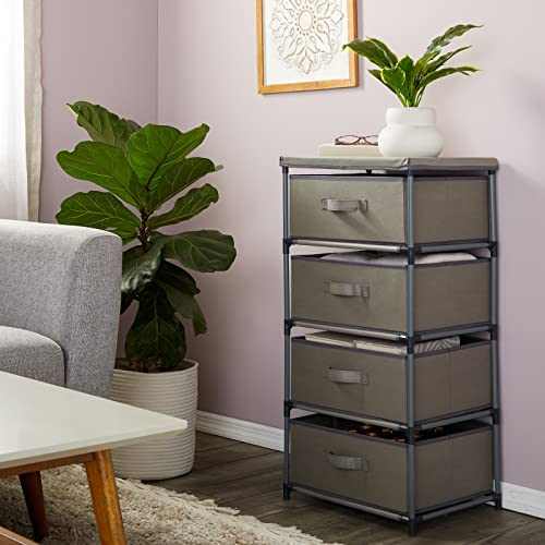 Juvale 4-Tier Dresser for Bedroom - 16.5 in x 13 in x 33 in, Light Gray Fabric, 4 Drawers - Narrow Closet Storage Drawers & Organizer - Steel Frame & Easy Assembly - color: Light Gray