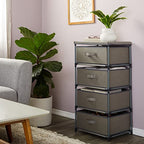 Juvale 4-Tier Dresser for Bedroom - 16.5 in x 13 in x 33 in, Light Gray Fabric, 4 Drawers - Narrow Closet Storage Drawers & Organizer - Steel Frame & Easy Assembly - color: Light Gray