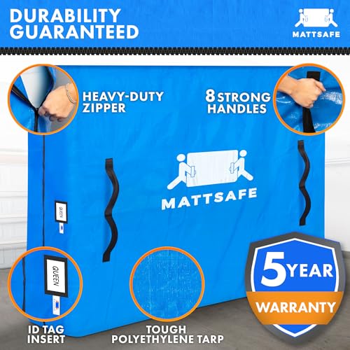 Nordic Elk Mattress Bags for Moving and Storage (Queen) Heavy Duty Moving Supplies, 8 Sturdy Handles, Strong Zipper, Mattress Cover Queen Size Bed Bags, Storage Cover Essentials Packing Protector - size: Queen