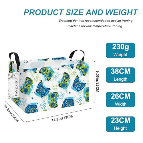 FANKANG Storage Bins,Nursery Hamper Canvas Laundry Basket Foldable with Waterproof PE Coating Storage Baskets for Boys and Girls, Office, Bedroom, Clothes,Toys(Rec-Game ） - color: Rec-Game