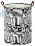 LANGYASHAN Laundry Basket Canvas Fabric Collapsible Organizer Basket for Storage Bin Toy Bins Gift Baskets Bedroom Clothes Children Nursery Hamper (Black line) - color: Black line