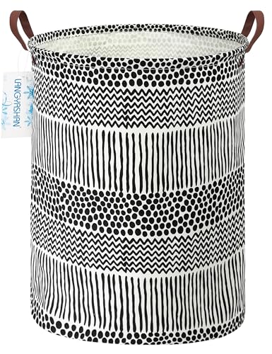 LANGYASHAN Laundry Basket Canvas Fabric Collapsible Organizer Basket for Storage Bin Toy Bins Gift Baskets Bedroom Clothes Children Nursery Hamper (Black line) - color: Black line