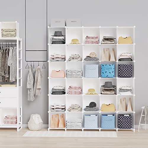HOMIDEC Closet Organizers and Storage, 16 Cube Storage Organizer, Closet Organizer Bookshelf Cubes Shelves for Clothes, Bedroom, Kids Room, Bathroom, Wardrobe, Garment Racks, White - color: White, size: X-Large