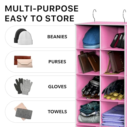 Simple Houseware 20 Section Shelves Hanging Shoes Organizer Holder for Closet, Pink - color: Pink