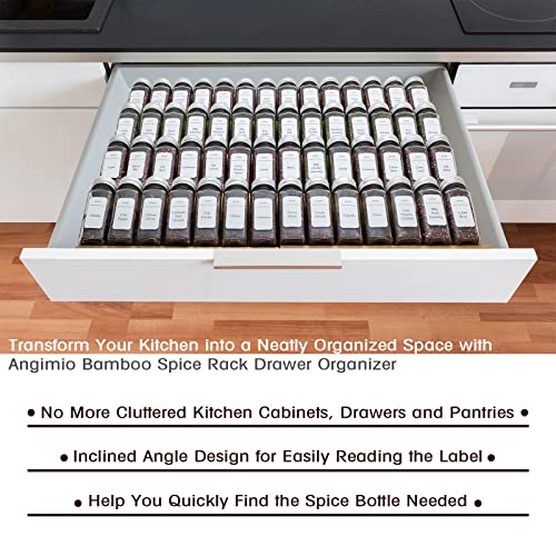 Bamboo Spice Rack Drawer Organizer - 8-Piece Set - 13" Wide Per Piece - Combine Into 26" Wide Rack - size: 26"