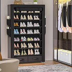 OYREL Tall Shoe Rack Dustproof Cabinet Large Capacity 8 Tier Shoe Organizer,32-40 Pairs of Shoes - size: 8Tier with 2bins Black