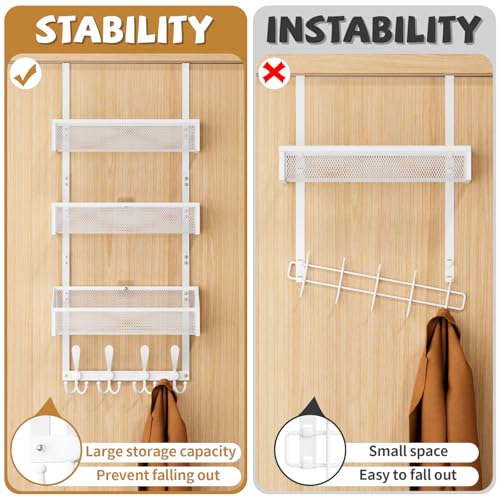 Kaiferty Over The Door Hooks Organizer, Coat Rack Over The Door Storage Hanger Towel Rack, Back of Door Storage Organizer for Bathroom,Bedroom,Kitchen,Office (White, 4-Tier) - color: White, size: 4-Tier