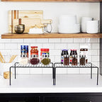 SIBAO Kitchen Cabinet Storage Shelf Rack/Plastic Feet - (13.1 x 10.2 Inch) - Steel Metal - Rust Resistant Finish - Cups, Dishes, Cabinet & Pantry Organization (2, Black) - color: Black