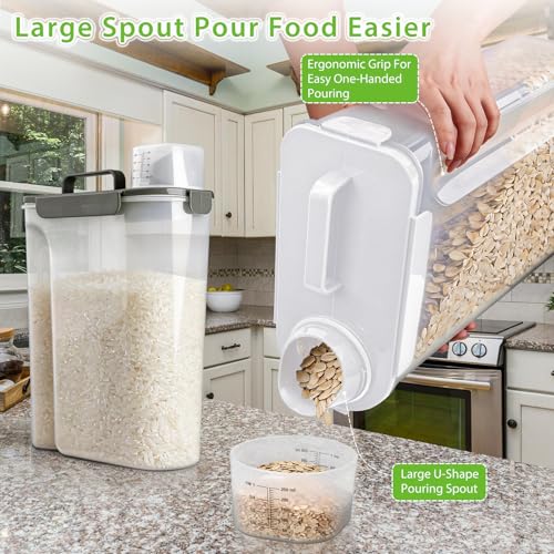 Viretec Rice Storage Container, 10 to 20lb Dry Food Airtight Dispenser, Pet Dog Cat Food Canister, BPA Free Clear Plastic Kitchen and Pantry Organization Bin for Oatmeal, Cereal, Pasta, Flour White - color: 10L/White