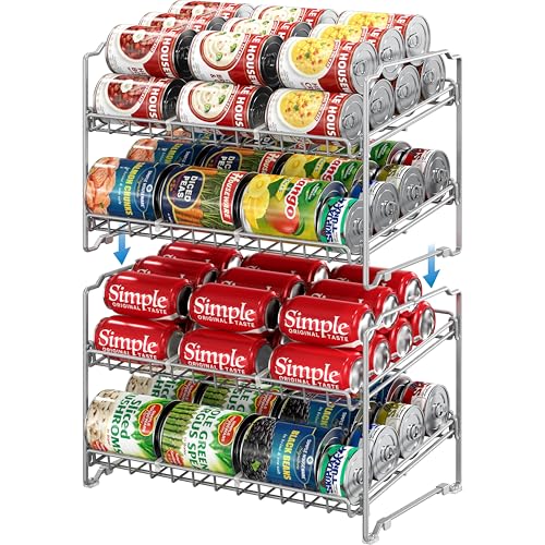 Simple Houseware 2 Tier Stackable Can Rack, Silver, 2 Pack - color: Silver