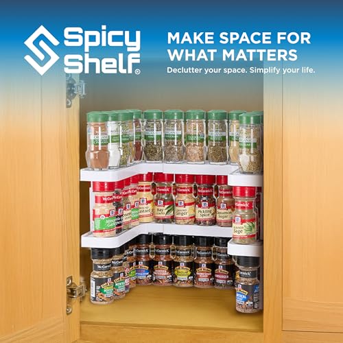Spicy Shelf 3.0 - Expandable 2 Tiered Spice Rack Organizer for Cabinet & Pantry - Kitchen Seasoning Organizer - Cabinet Spice Racks for Inside Cabinets (Spicy Shelf Premium) - Home Organization