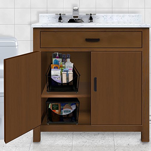 Sorbus® Cabinet Organizer Drawers— Mesh Storage Organizer with Pull Out Drawers—Ideal for Countertop, Cabinet, Pantry, Under the Sink, Desktop and More (Black Bottom Drawer) - color: Black, size: 1 Drawer