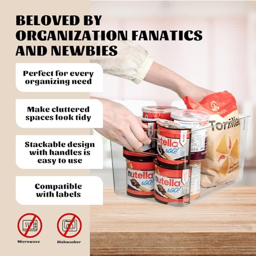 Clear Plastic Storage Bins-6 Pack Large Pantry Organizers and Storage Containers for Kitchen, Bathroom, Under-Sink, Office, Closet, Garage, Freezer and Snack - size: 6 Large & 0 Small