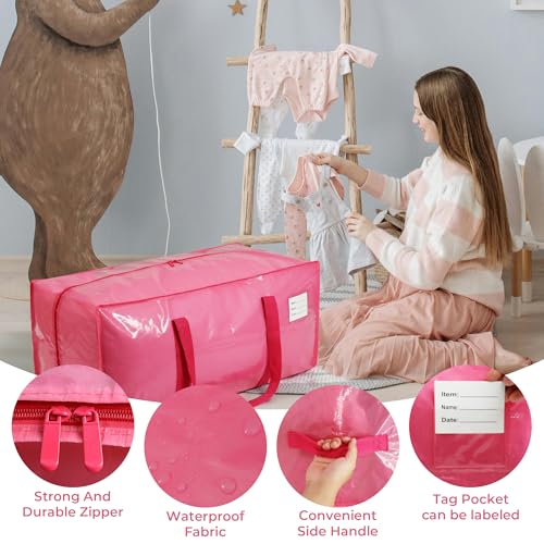 VTSVTS 2 Pack Extra Heavy Duty Large Moving Bags with Comfortable Handle & Strong Zipper,Storage Totes for Space Saving Moving Storage College Supplies Alternative to Moving Box,Pink - color: Jelly Pink, size: 2 Pcs