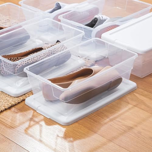 Sterilite 24-Pack 6 Quart Storage Boxes, Stackable Clear Plastic Bins with Snap-On Lids - Heavy-Duty Organizing Containers for Closet, Bathroom, and Office - size: 6 Quart, style: 24