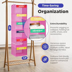 Handy Laundry Hanging Clothes Organizer for Kids - 6-Shelf Closet Daily Clothing Organization Labeled Shelves with Days of The Week Monday Through Friday, Weekday and Weekend (Pink) - color: Pink