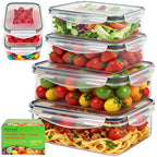 6 Pack Large Food Storage Containers with Lids (85oz/50oz/34oz) –BPA-Free Reusable Thicker Plastic Freezer Safe Storage Containers, Airtight & Leakproof Kitchen Meal Prep Containers for Food