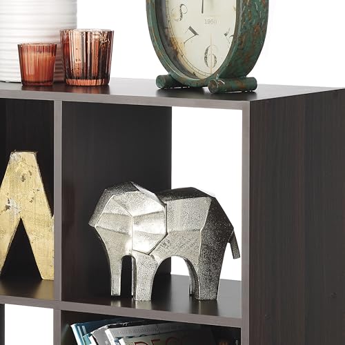 Whitmor 9 Cube Storage Organizer, 3 Tier Stackable MDF Wood Bookcase, Open Storage Display Bookshelf, Storage Cabinet for Living Room, Bedroom, Home, Office, 35.5" L x 11.7" W x 35.5" H, Espresso - color: Espresso, size: 9 Cube, 35.5"L x 11.7"W x 35.5"H