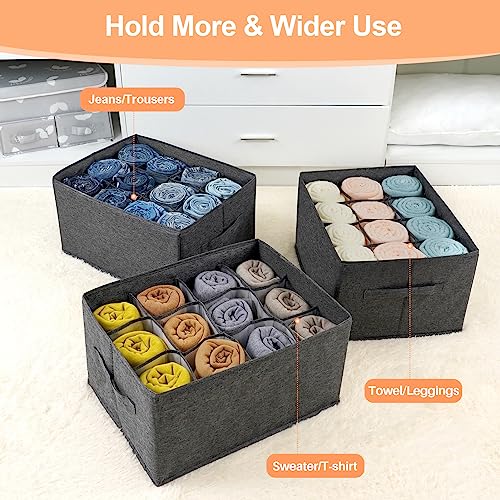 EASEVE 2Pcs Closet Organizers and Storage Bins for Clothes - 12 Cell Drawers Organizer Grid Storage Box for Jeans Pants Sweater Towel T-shirts, Wardrobe Shelf Dividers Closets Organization - size: 2 Pcs